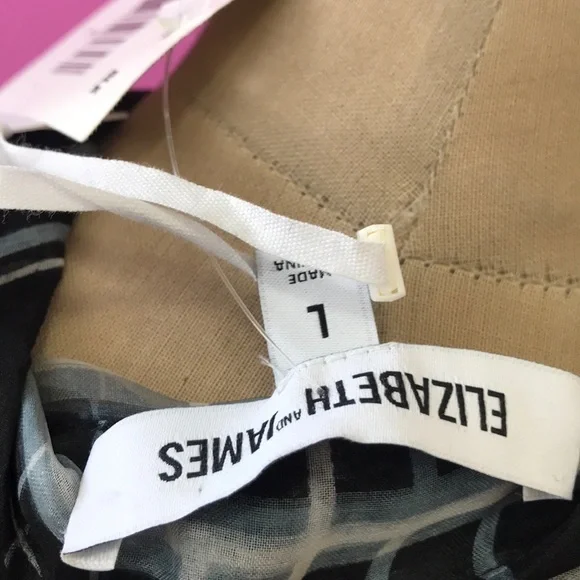 Elizabeth & James Black White Plaid Silk Top NWT - Picture 6 of 8